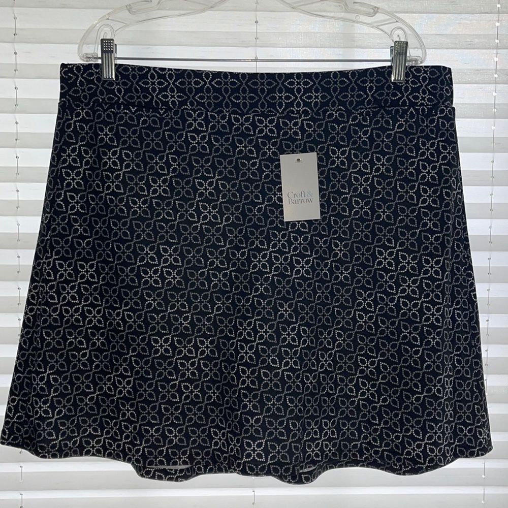 Croft & Barrow Golf Skort NWT Black Gray White Size Large